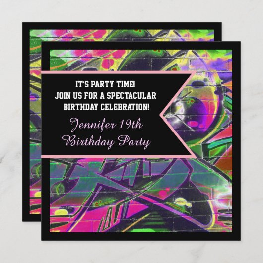 落書きは誕生日の招待状に文字を入れます 招待状 (正面/裏面)