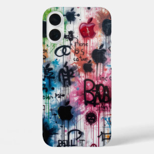 落書きアップルのロゴ iPhone 16 PLUSケース