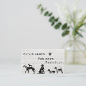 落書きアユニークートスタイルホワイトドッグペットケア 名刺 (スタンド正面)
