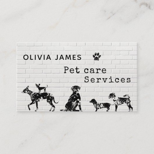 落書きアユニークートスタイルホワイトドッグペットケア 名刺 (正面)