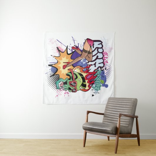 落書きイラストレーションと通り落書き文字 タペストリー (インサイチュ(横))