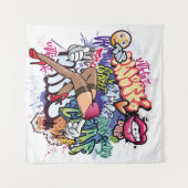 落書きイラストレーションと通り落書き文字 タペストリー (正面(横))