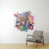 落書きイラストレーションと通り落書き文字 タペストリー (インサイチュ(横))