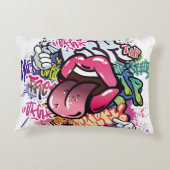 落書きイラストレーションと通り落書き アクセントクッション (裏面)