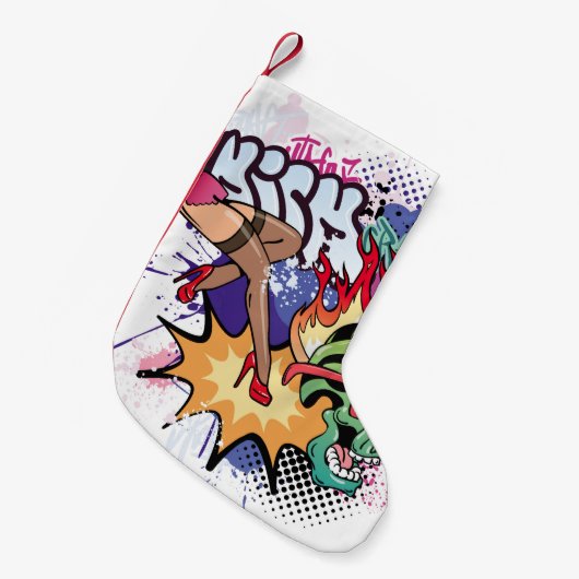 落書きイラストレーションと通り落書き スモールクリスマスストッキング (正面 (吊り時))