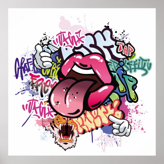 落書きイラストレーションと通り落書き ポスター (正面)