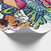 落書きイラストレーションと通り落書き ラッピングペーパー (角)