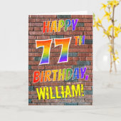 落書きインスパイアレインボールックハッピー77th誕生日 カード (黄色い花)