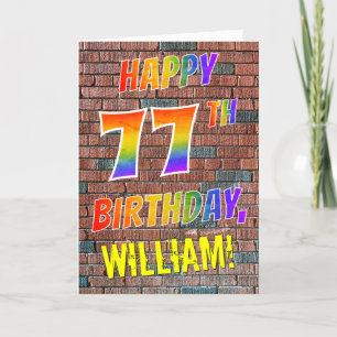 落書きインスパイアレインボールックハッピー77th誕生日 カード