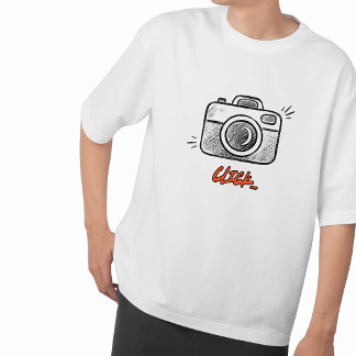落書きカメラクリックタイポグラフィミニマルTシャツ Tシャツ