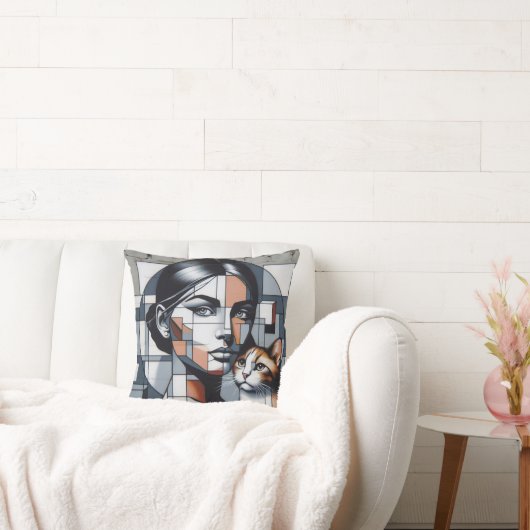 落書きキャットレディ クッション (ソファ)