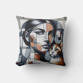 落書きキャットレディ クッション