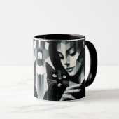 落書きキャットレディ マグカップ (正面右)