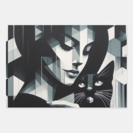 落書きキャットレディ ラッピングペーパーシート