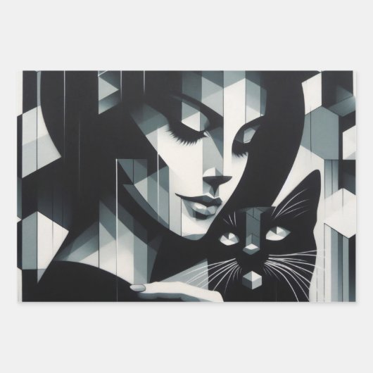 落書きキャットレディ ラッピングペーパーシート (正面)