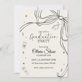 落書きスタイルのシニア卒業パーティー手描き 招待状