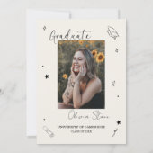 落書きスタイルのシニア卒業パーティー手描き 招待状 (裏面)