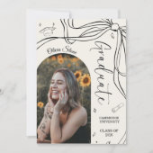 落書きスタイルのシニア卒業パーティー手描き 案内状 (正面)