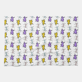 落書きスタイルのドッグ＆ボーンズ ホワイトドッグタオル 7 キッチンタオル