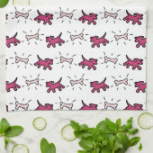 落書きスタイルの犬と骨の白い犬のタオル1 キッチンタオル (折り畳み)