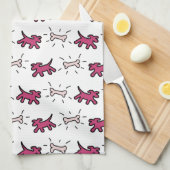 落書きスタイルの犬と骨の白い犬のタオル1 キッチンタオル (四つ折り)