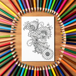 落書きスタイルの花柄 カラーオウンカード カード