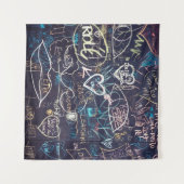 落書きチャルクボード黒板愛 タペストリー (正面(横))