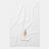 落書きツリー+スターメリークリスマスホワイト キッチンタオル (縦)