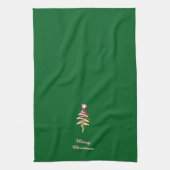 落書きツリー + 星 メリークリスマス グリーン キッチンタオル (縦)