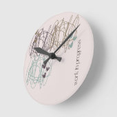 落書きデザイン – 我々はすべて進行中の作業 ラウンド壁時計 (傾斜)