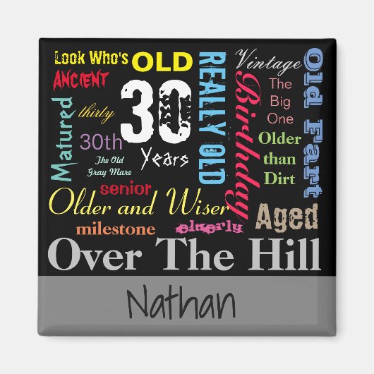 落書きハッピーバースデーの30番目のスタイル マグネット (正面)