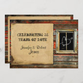 落書きハートアニバーサリー ラスティックバーンワッド 招待状 (正面/裏面)