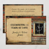 落書きハートアニバーサリー（古びた納屋の木材） 招待状 (正面/裏面)