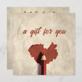 落書きハートスケッチ描画ペンギフトカード (正面/裏面)