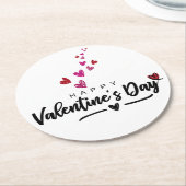 落書きハートバレンタインデー赤いピンクのスクリプト ラウンドペーパーコースター (アングル)
