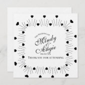 落書きハートフレームスクリプト結婚式 招待状 (正面/裏面)