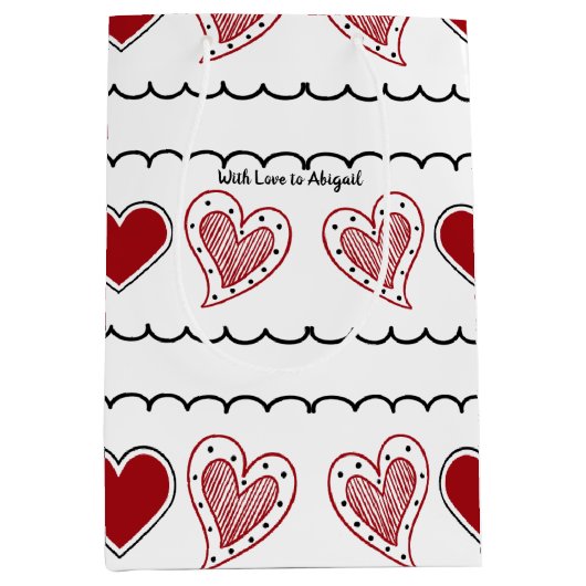 落書きハート中抱き枕 ミディアムペーパーバッグ (正面)