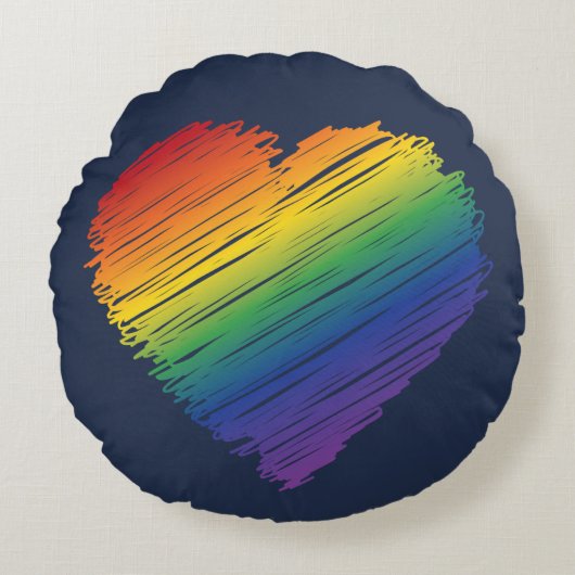 落書きハート円枕 ラウンドクッション (正面)