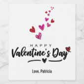 落書きハート赤ピンクバレンタインデーの脚本 ワインラベル (シングルラベル)