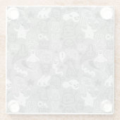 落書きパターンイラストレーション ガラスコースター (裏面)