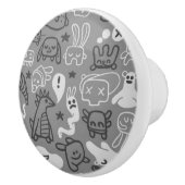 落書きパターンイラストレーション セラミックノブ (右)