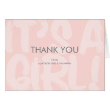 落書きピンクベビーシャワーサンキューカード