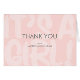 落書きピンクベビーシャワーサンキューカード