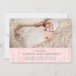 落書きピンクベビー誕生発表カード 案内状