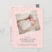 落書きピンクベビー誕生発表葉書 ポストカード (正面/裏面)