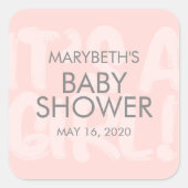 落書きピンク赤ちゃんシャワーお気に入りシール スクエアシール (正面)