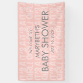 落書きピンク赤ちゃんシャワー歓迎バナー 横断幕 (縦)