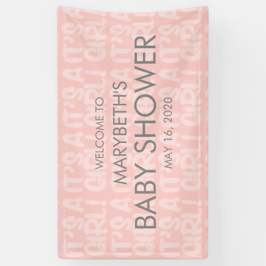 落書きピンク赤ちゃんシャワー歓迎バナー 横断幕 (縦)
