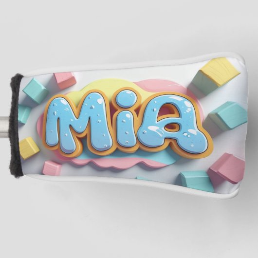 落書きフォントで書かれたMia ゴルフヘッドカバー (正面)