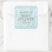 落書きブルーベビーシャワーお気に入りシール スクエアシール (バッグ)